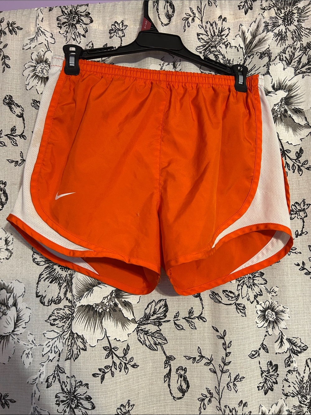 Nike Orange Athletic Running Shorts with White Panels